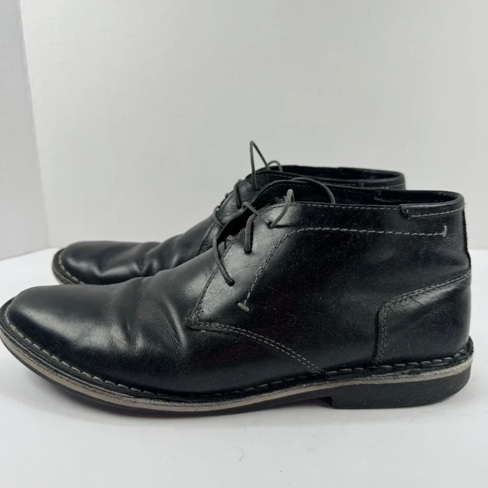 Steve Madden Harken Mens Black Leather Chukka Desert Boots Size 9.5 Lace Up